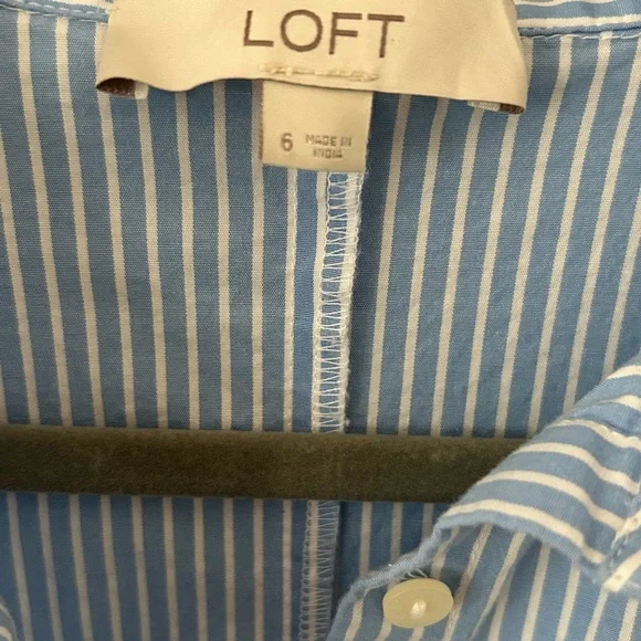LOFT Light Blue and White Striped Shirtdress (Size 6) - Picture 7 of 10